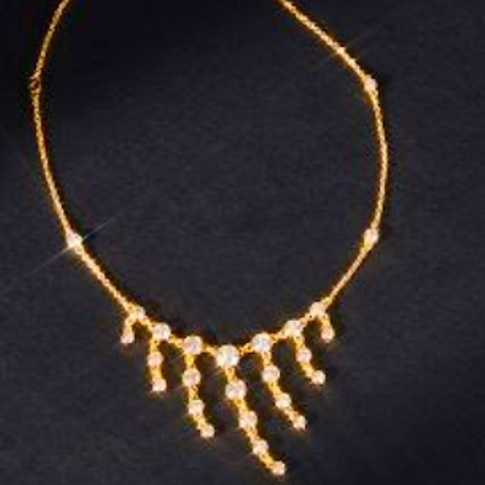 Anthropologie Dripping Crystal Necklace, Gold NWT